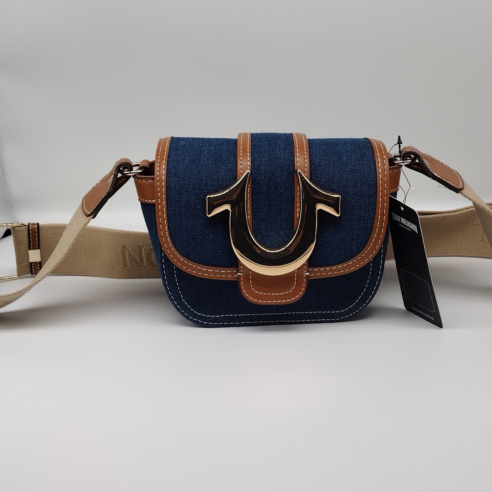 True Religion Blue and Brown Crossbody Bag